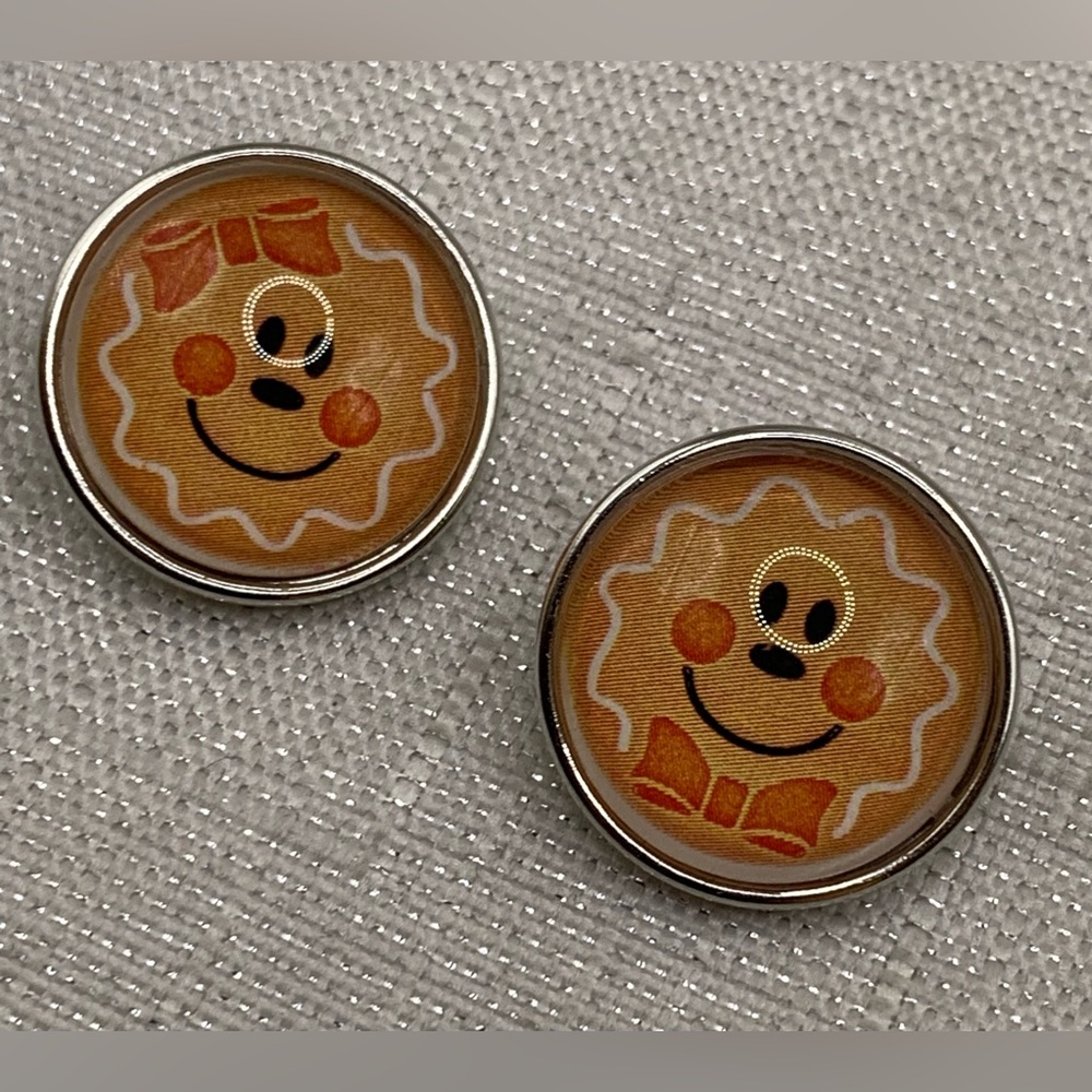 GINGERBREAD BOY & GIRL - Snap Button Charms Set of 2 - 18mm/20mm